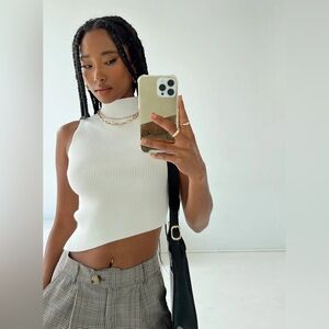 White Sleeveless Ribbed Top